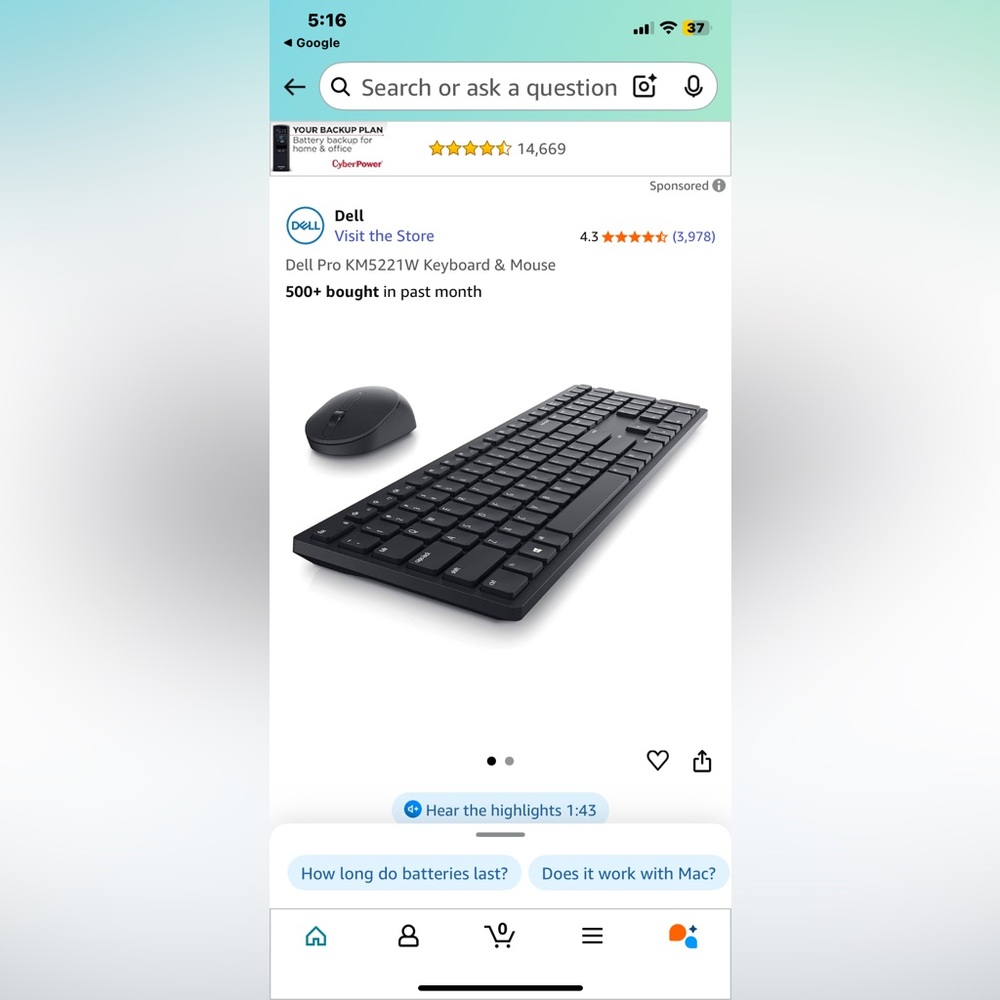 Dell Pro Black Keyboard and Mouse Combo